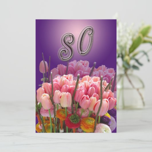 80e uitnodiging van de Birthday Party (Staand voorkant)