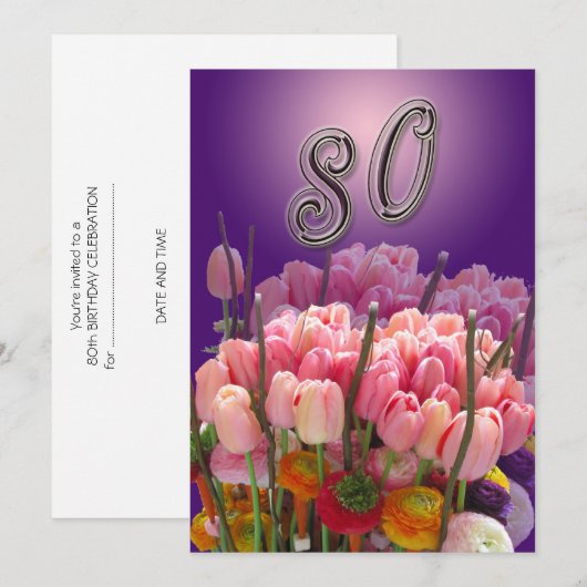 80e uitnodiging van de Birthday Party (Voorkant / Achterkant)