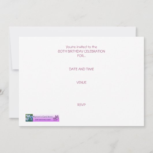 80e uitnodiging van de Birthday Party - Orchideeën (Achterkant)