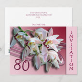 80e uitnodiging van de Birthday Party - Orchideeën (Voorkant / Achterkant)