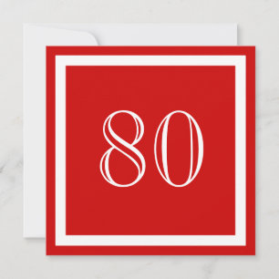 80e uitnodiging van de Birthday Party - rood