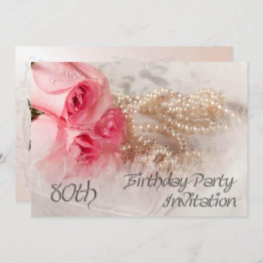 80e uitnodiging van de partij van Birthday (Voorkant / Achterkant)