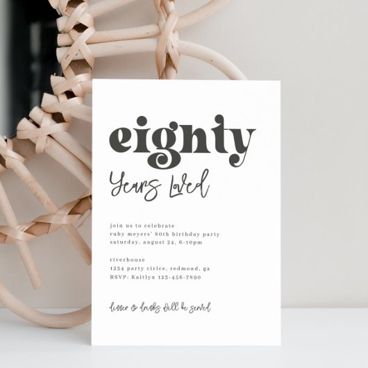 80e uitnodiging van de verjaardag | Eenvoudige 80e