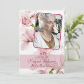 80e uitnodiging van de verjaardag | Foto | Roze or (Staand voorkant)