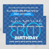 80e URPRISE Birthday Modern Blue Circles W489 Kaart (Voorkant / Achterkant)