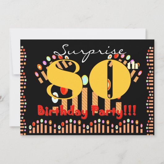 80e URPRISE Birthday Party CandlesTemplate Kaart (Voorkant)