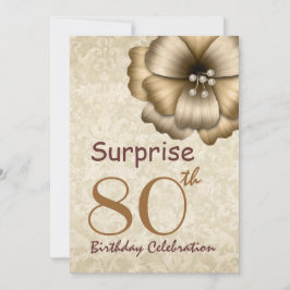 80e URPRISE Birthday Party Gold Flower Kaart