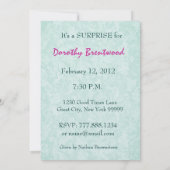 80e URPRISE Birthday Party Pink Flower Bow Kaart (Achterkant)