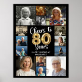 80e verjaardag 14 Photo Collage Hoera voor 80 jaar Poster (Voorkant)
