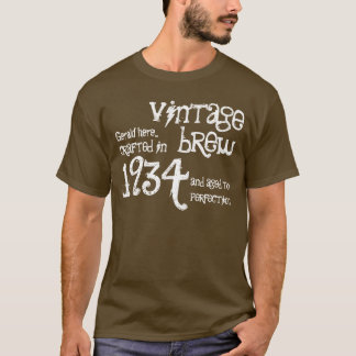 80e verjaardag 1934 of een jaar bruin wit t-shirt