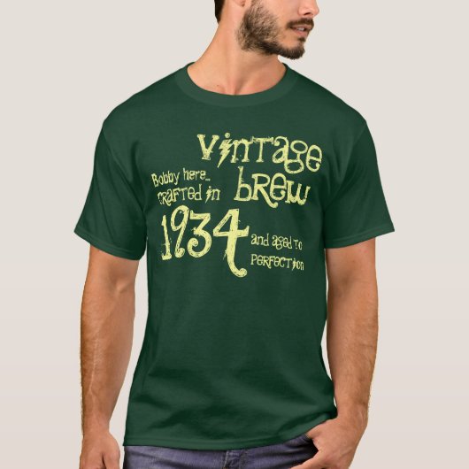 80e verjaardag 1934 of een jaar groene crème t-shirt (Voorkant)