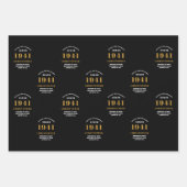 80e verjaardag 1941 zwart goud voor hem persoonlij inpakpapier vel (Voorkant)