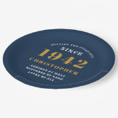 80e verjaardag 1942 Blue Gold Love Personalized Papieren Bordje (Gekanteld)