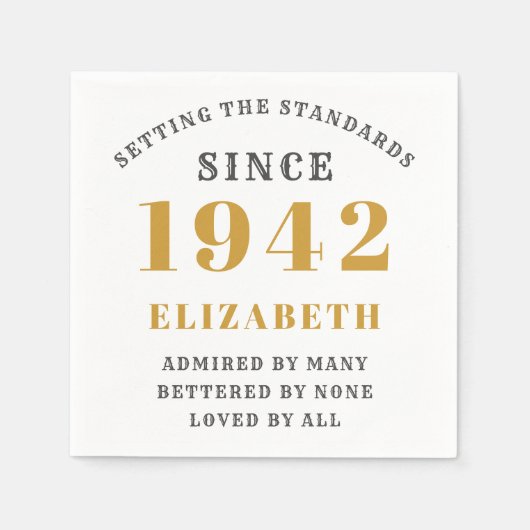 80e verjaardag 1942 Fully Editable Gold White Servet (Voorkant)