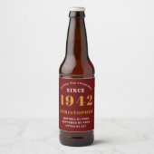 80e verjaardag 1942 Red Gold Retro gepersonaliseer Bier Etiket (Voorkant)
