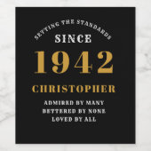 80e verjaardag 1942 zwarte goudretro gepersonalise wijn etiket (Enkel label)