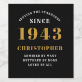 80e verjaardag 1943 zwarte Gold Retro, speciaal ge Wijn Etiket (Enkel label)