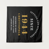 80e verjaardag 1944 Elegant Zwart Goud Chic Wandkleed (Voorkant (horizontaal))