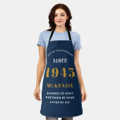 80e verjaardag 1945 Naam Chic Elegant Blauw Goud Schort (Gedragen)