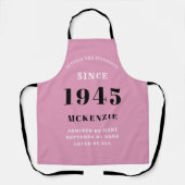 80e verjaardag 1945 Naam Chic Elegant Roze Schort (Voorkant)