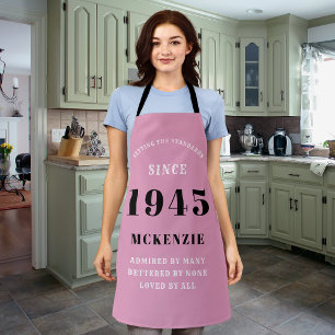 80e verjaardag 1945 Naam Chic Elegant Roze Schort