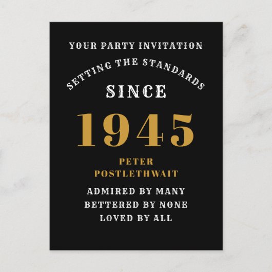 80e verjaardag 1945 Zwart Goud Briefkaart (Voorkant)