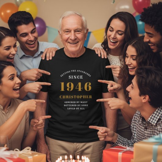 80e Verjaardag 1946 Gepersonaliseerde  Gift Zwart T-shirt