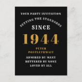 80e verjaardag 1946 Zwarte Gouden Uitnodiging (Voorkant)