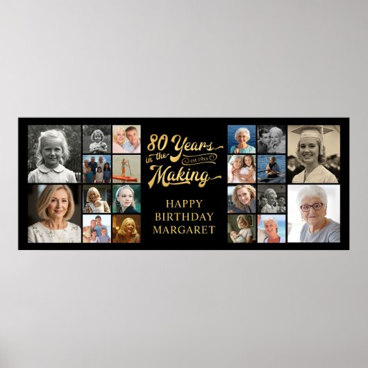 80e verjaardag 20 foto's 80 jaar in de maak poster (Voorkant)
