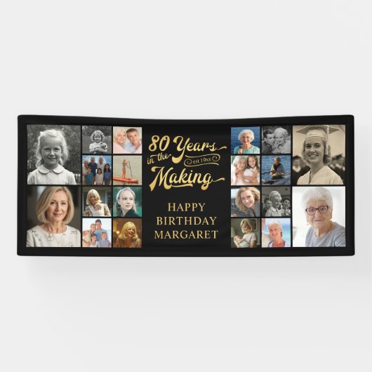 80e verjaardag 20 foto's 80 jaar in de maak spandoek (Horizontaal)