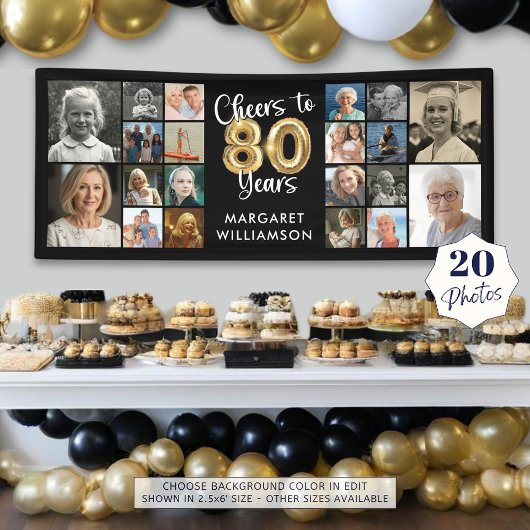 80e verjaardag 20 Photo Collage Proost op 80 jaar Spandoek