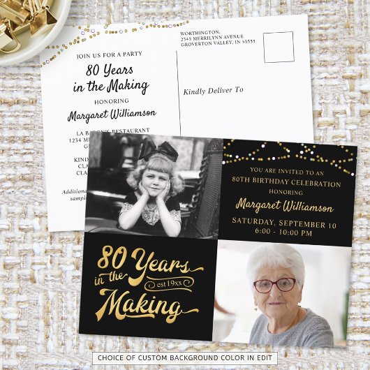 80e verjaardag 2 Foto's Retro Years in the Making Briefkaart