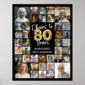 80e verjaardag 39 Photo Collage Hoera voor de jare Poster (Voorkant)