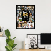 80e verjaardag 39 Photo Collage Hoera voor de jare Poster (Thuiskantoor)