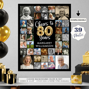 80e verjaardag 39 Photo Collage Hoera voor de jare Poster