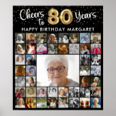80e verjaardag 45 Photo Collage Hoera voor 80 jaar Poster (Voorkant)