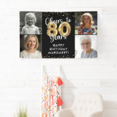 80e verjaardag 4 foto's Proost op 80 jaar Confetti Spandoek (Insitu)