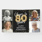 80e verjaardag 4 foto's Proost op 80 jaar Confetti Spandoek (Horizontaal)