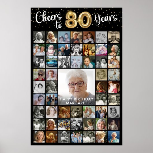 80e verjaardag 55 Photo Collage Hoera voor 80 jaar Poster (Voorkant)