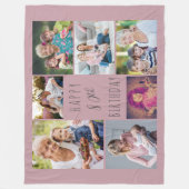 80e verjaardag 7 Foto Collage Pink Fleece Blanket Deken (Voorkant)