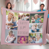 80e verjaardag 7 Foto Collage Pink Fleece Blanket Deken