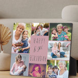 80e verjaardag 7 Foto Collage Pink Fotoplaat<br><div class="desc">Zeg Happy 80th Birthday met een gepersonaliseerde fotoplaque. Het fotomalplaatje is opstelling voor u om 7 van uw favoriete foto's toe te voegen die in een fotocollage rond de verjaardaggroet worden getoond. De formulering luidt "Happy 80th Birthday" in casual typografie. "80ste" is eigenlijk bewerkbaar als je dit voor een andere...</div>