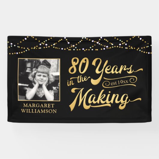 80e verjaardag 80 JAAR IN DE MAAK LICHTEN Spandoek (Horizontaal)