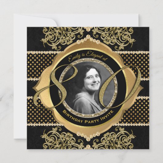 80e verjaardag 80e gouddiamantfoto Lijst Kaart (Voorkant)