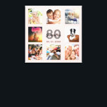 80e verjaardag aangepaste foto collage roos gouden canvas afdruk<br><div class="desc">Een uniek 80ste verjaardagscadeau of aandenken, haar leven vieren met een collage van 8 van uw foto's. Voeg afbeeldingen van haar familie, vrienden, huisdieren, hobbies of droomreisbestemming toe. Personaliseer en voeg een naam, leeftijd 80 en een datum toe. Grijze en zwarte letters. Een chique meisjesachtige en vrouwelijke roos goudkleurige achtergrond....</div>