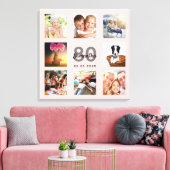 80e verjaardag aangepaste foto collage roos gouden canvas afdruk (Insitu (Woonkamer))