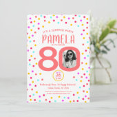80e verjaardag aangepaste foto levende koraal conf kaart (Staand voorkant)