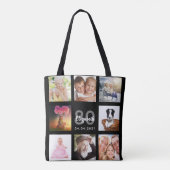 80e verjaardag aangepaste fotocollage zwarte vrouw tote bag (Achterkant)