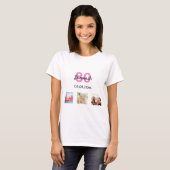 80e verjaardag aangepaste fotoroze monogram vrouw t-shirt (Voorkant volledig)