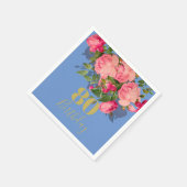 80e verjaardag Achtste Blauw Roos Gold Elegant Servet (Hoek)